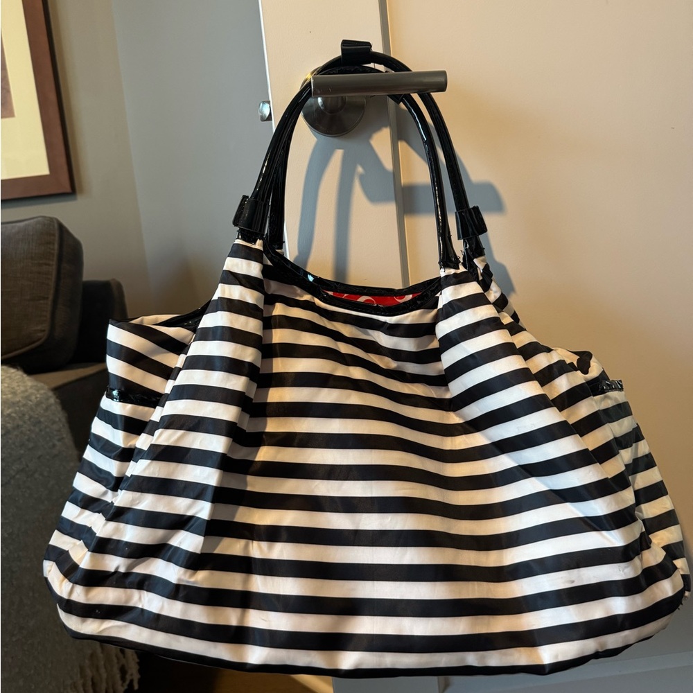 DSW Black and White Striped Tote Bag